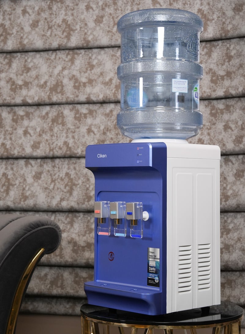 كليكون Tabletop Water Dispenser With 3 Taps & Danfu Compressor – Hot, Cold & Normal Water,2 Years Warranty CK4061 blue  - Image 4