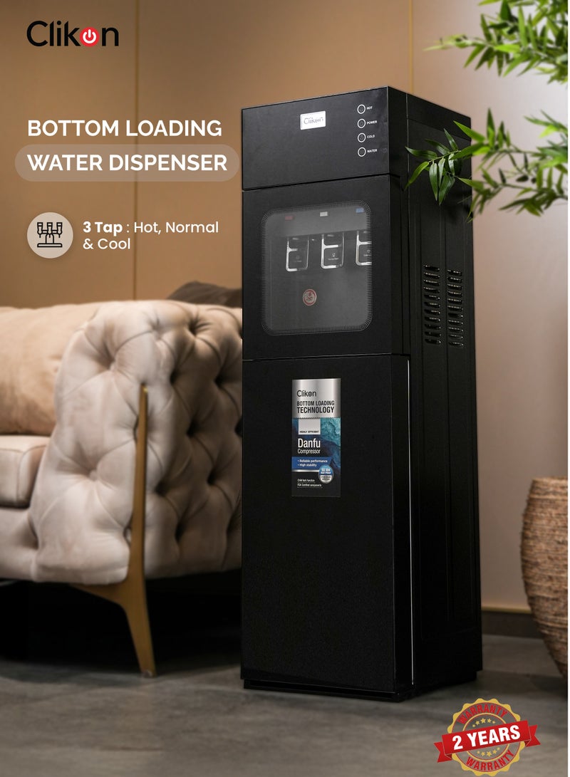 كليكون Bottom Loading Water Dispenser – 3 Tap, Danfu Compressor, Hot, Cold & Normal Water,2 Years Warranty CK4060 black  - Image 1