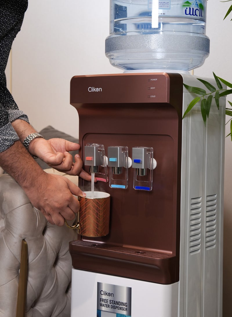 Clikon 3-Tap Water Dispenser with High-Efficiency Danfu Compressor – Hot, Cold & Normal Water,2 Years Warranty CK4062 White/Maroon - Image 4