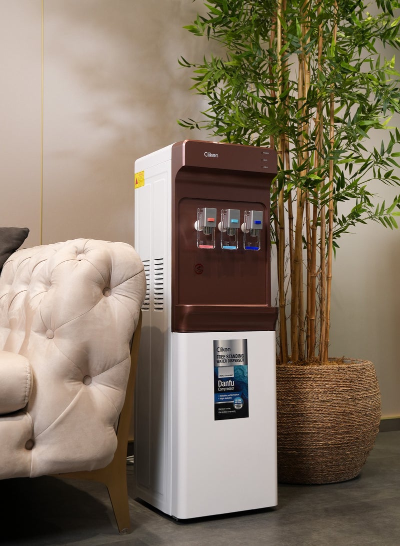 Clikon 3-Tap Water Dispenser with High-Efficiency Danfu Compressor – Hot, Cold & Normal Water,2 Years Warranty CK4062 White/Maroon - Image 5