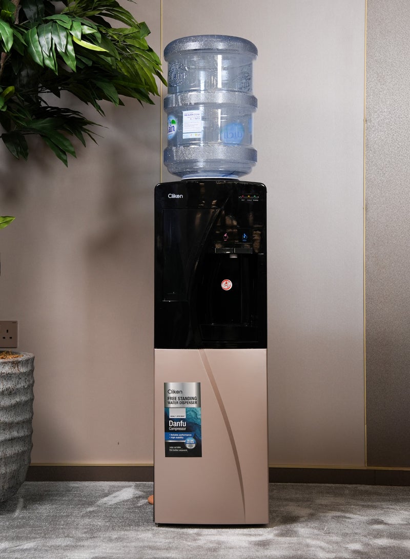 Clikon 2-Tap Water Dispenser With High-Efficiency Danfu Compressor – Hot & Cold Water Dispenser,2 Years Warranty CK4058 Black/Light Brown  - Image 2