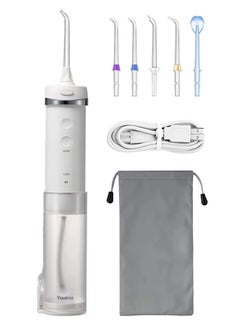 Dental Flosser,  Mini Water Pick Flosser with 5 Modes, IPX7 Waterproof, Telescopic Water Tank, 5 Jet Heads, Oral Irrigator for Orthodontics, Bridges, Office and Home Use (HF-10mini - White) HF-10 - pnsku/N70135320V/45/_/1734079607/1e7bfeaf-8906-456f-a06b-e42164d6a99a