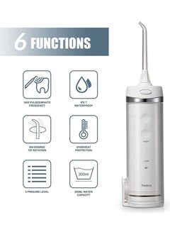 Dental Flosser,  Mini Water Pick Flosser with 5 Modes, IPX7 Waterproof, Telescopic Water Tank, 5 Jet Heads, Oral Irrigator for Orthodontics, Bridges, Office and Home Use (HF-10mini - White) HF-10 - pnsku/N70135320V/45/_/1734079611/516fdbe1-6109-4d4d-b4bb-09681775c6a9