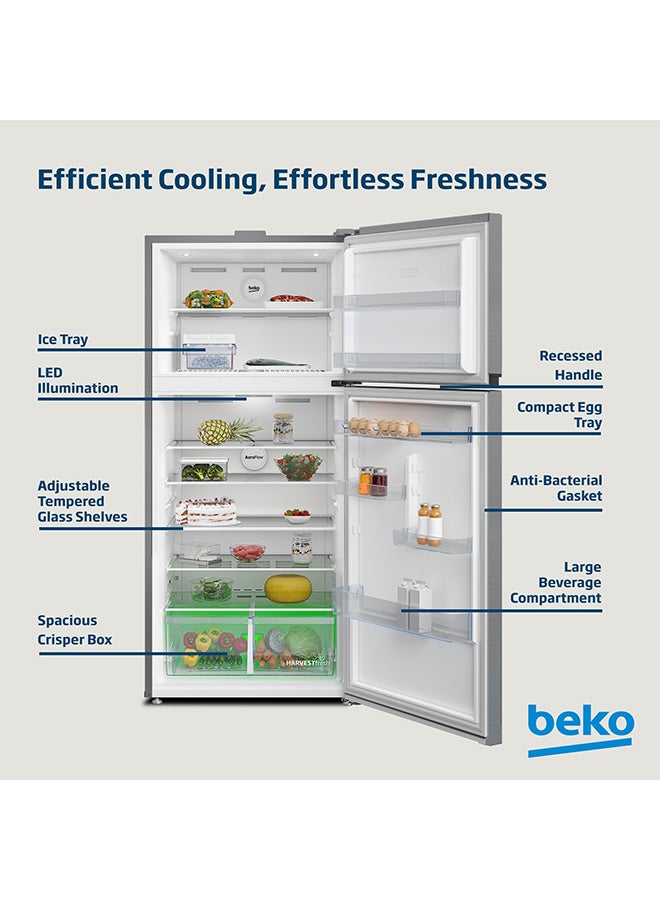 Beko Refrigerator 650 Liters Gross(630 Net) Capacity, Double Door, Top Mount, No Frost, Harvest Fresh Technology, NeoFrost Dual Cooling, Low Noise, CoolRoom, 10 Years Warranty on ProSmart Inverter Compressor RDNE850L22X Brushed Silver  - Image 3