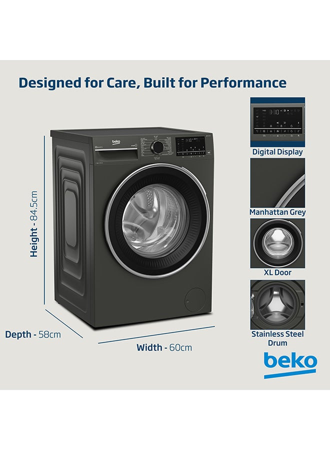 بيكو 9 kg Front Load Washing Machine, 1400 RPM, 15 Programmes, Low Noise, Quick wash 14/28 Minutes, SteamTherapy, StainExpert, Digital Display, DrumClean Function, HomeWhiz, 10 Years Warranty on ProSmart Inverter Motor 9 kg WTV9314XM Manhattan Grey - Image 4