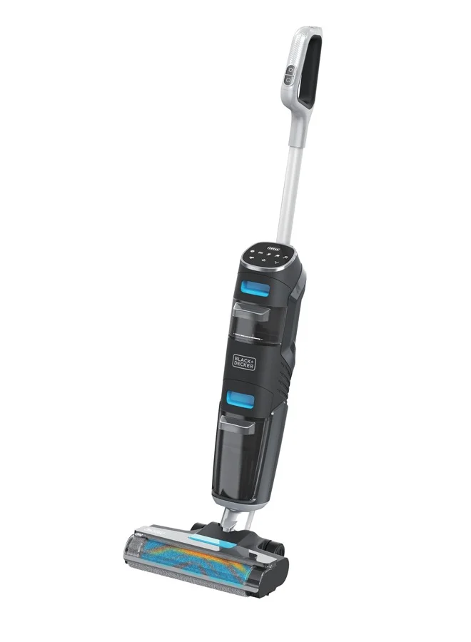 BLACK+DECKER Cordless Wet Dry Vacuum Cleaner and Mop, Vacuum & Wash Duo with Self-Cleaning, Edge Cleaning and Digital Display, Space-Saving Design, 180 W VW252BR-B5 Black/Blue