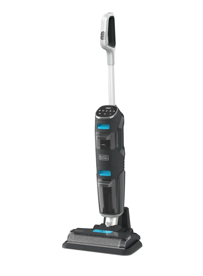 BLACK+DECKER Cordless Wet Dry Vacuum Cleaner and Mop, Vacuum & Wash Duo with Self-Cleaning, Edge Cleaning and Digital Display, Space-Saving Design, 180 W VW252BR-B5 Black/Blue