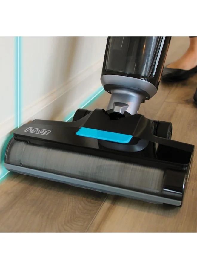 BLACK+DECKER Cordless Wet Dry Vacuum Cleaner and Mop, Vacuum & Wash Duo with Self-Cleaning, Edge Cleaning and Digital Display, Space-Saving Design, 180 W VW252BR-B5 Black/Blue