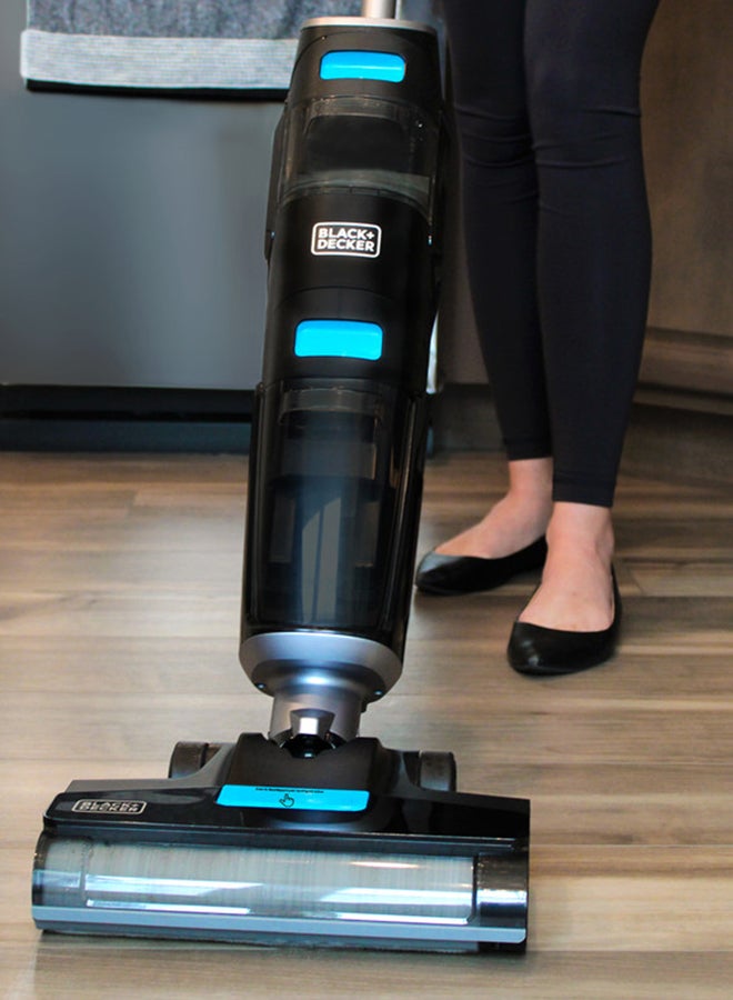 بلاك اند ديكر مكنسة كهربائية لاسلكية رطبة وجافة من بلاك+ديكر، مكنسة وغسالة ثنائية، خاصية التنظيف الذاتي، تصميم لتنظيف الحواف، شاشة رقمية، تصميم مدمج ويوفر المساحة، باللون الأزرق - VW252BR-B5 180 W VW252BR-B5 - Image 2