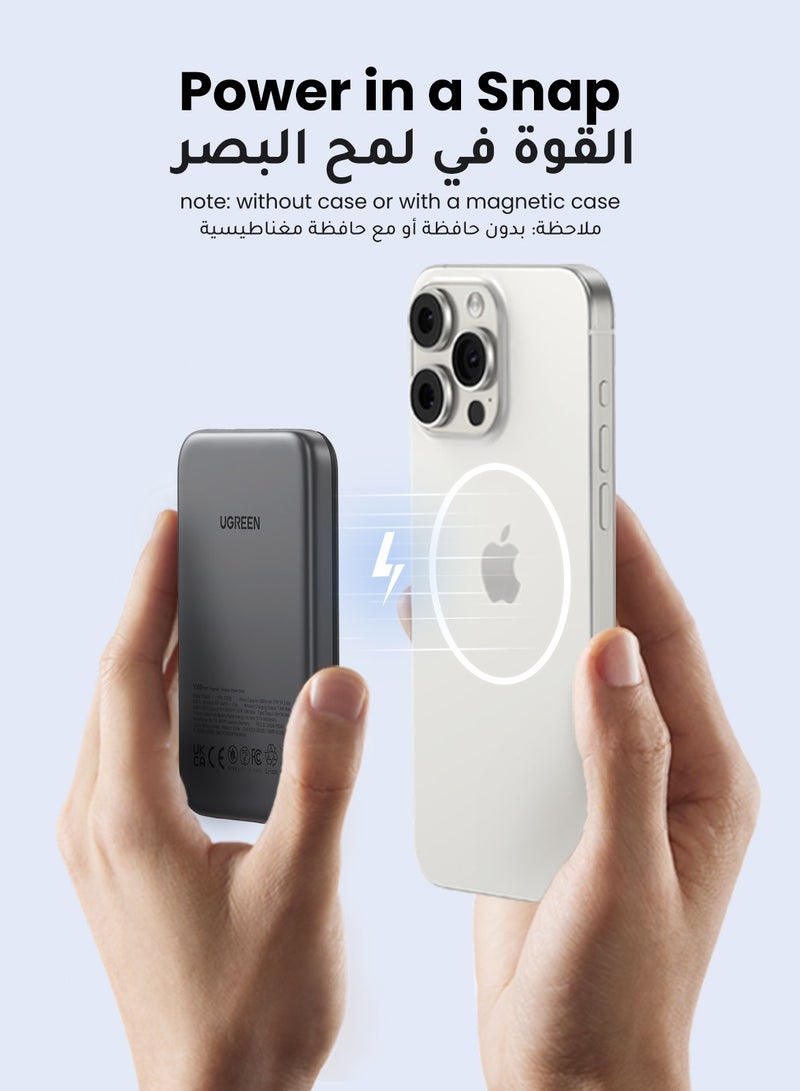 بنك طاقة لاسلكي بقدرة 5000 مللي أمبير في الساعة مغناطيسي MagSafe شاحن محمول لاسلكي شاحن شحن سريع PD 15 وات لشحن iPhone MagSafe شاحن بطارية حزمة بطارية لهاتف iPhone 16 Series Apple Watch S10 Airpods4 Gray 5000 mAh رمادي - pnsku/N70135362V/45/_/1734079678/9382b190-7350-418e-a27a-3e38473534d4