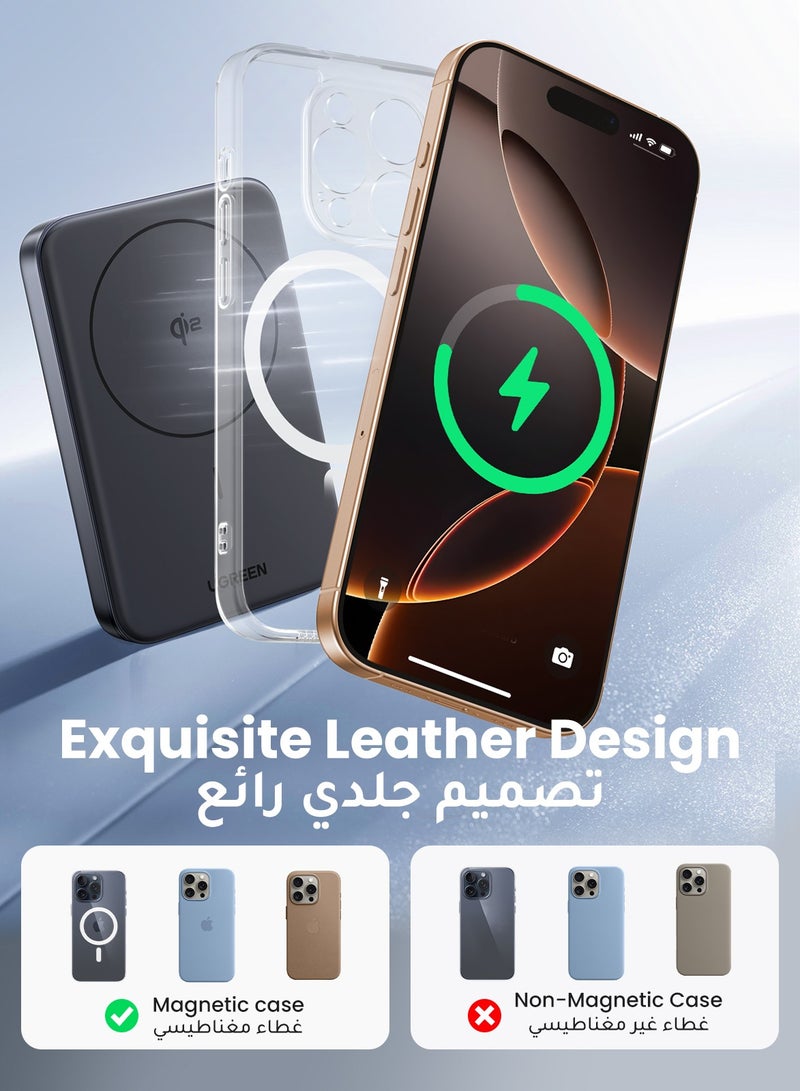 Ugreen - 5000 mAh Wireless Power Bank Magnetic MagSafe Wireless Portable Charger Fast Charging Charger PD 15W Wired Charging iPhone MagSafe Charger Battery Pack For iPhone 16 Series Apple Watch S10 Airpods4 Gray - Image 1