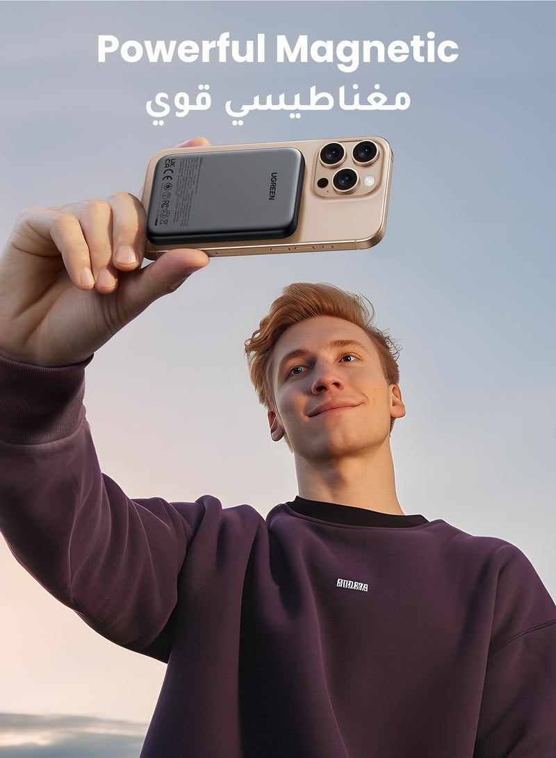 بنك طاقة لاسلكي بقدرة 5000 مللي أمبير في الساعة مغناطيسي MagSafe شاحن محمول لاسلكي شاحن شحن سريع PD 15 وات لشحن iPhone MagSafe شاحن بطارية حزمة بطارية لهاتف iPhone 16 Series Apple Watch S10 Airpods4 Gray 5000 mAh رمادي - pnsku/N70135362V/45/_/1734079679/e97efdc3-f0d6-4531-9715-83f80b361f9e