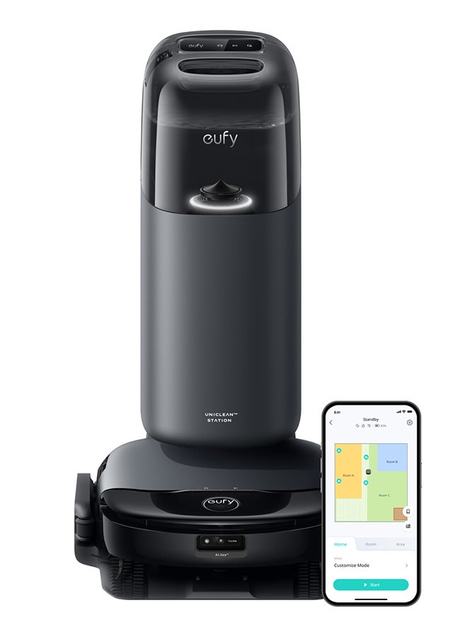 إيوفي eufy Omni S1 Robot Vacuum Cleaner with Mop, Groundbreaking Floor Washing System, All-in-One Station, 8000 Pa, Smart Obstacle Avoidance, Mop Auto-Retraction, Corner-to-Edge Deep Cleaning and Lift Mop 30 W T2071 Black  - Image 1