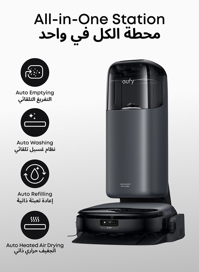 إيوفي eufy Omni S1 Robot Vacuum Cleaner with Mop, Groundbreaking Floor Washing System, All-in-One Station, 8000 Pa, Smart Obstacle Avoidance, Mop Auto-Retraction, Corner-to-Edge Deep Cleaning and Lift Mop 30 W T2071 Black  - Image 2