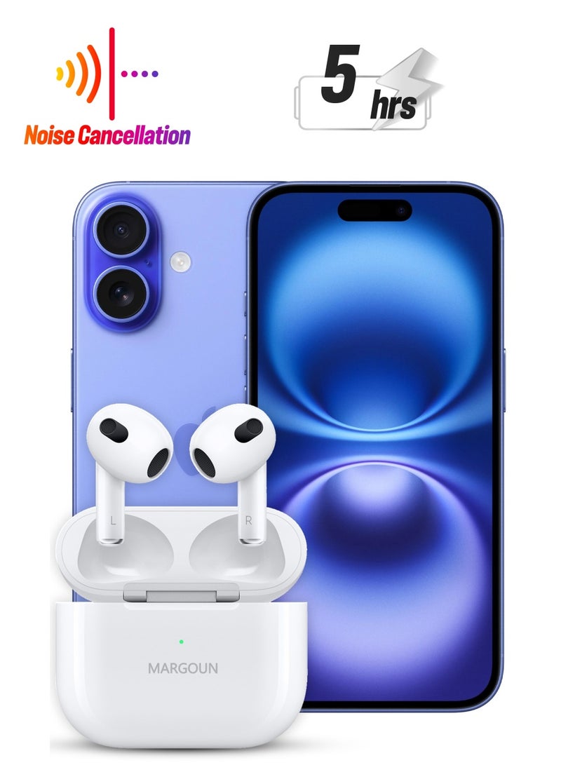 MARGOUN Next-Gen Wireless Bluetooth Earbuds for Ultimate Listening Experience for Apple iPhone 16 Plus - White-1  - Image 1