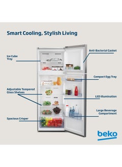 Beko Refrigerator 350 Liters Gross(314 Net) Capacity, Double Door, Top Mount, No Frost, Harvest Fresh Technology, NeoFrost Dual Cooling, Low Noise, 10 Years Warranty on ProSmart Inverter Compressor RDNE350K30XBN Brushed Silver  - Image 3