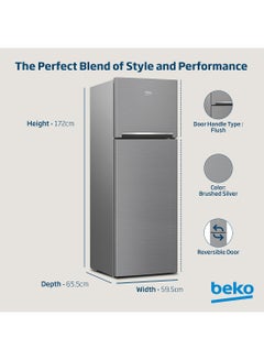 Beko Refrigerator 350 Liters Gross(314 Net) Capacity, Double Door, Top Mount, No Frost, Harvest Fresh Technology, NeoFrost Dual Cooling, Low Noise, 10 Years Warranty on ProSmart Inverter Compressor RDNE350K30XBN Brushed Silver  - Image 4