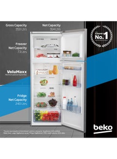 Beko Refrigerator 350 Liters Gross(314 Net) Capacity, Double Door, Top Mount, No Frost, Harvest Fresh Technology, NeoFrost Dual Cooling, Low Noise, 10 Years Warranty on ProSmart Inverter Compressor RDNE350K30XBN Brushed Silver  - Image 2