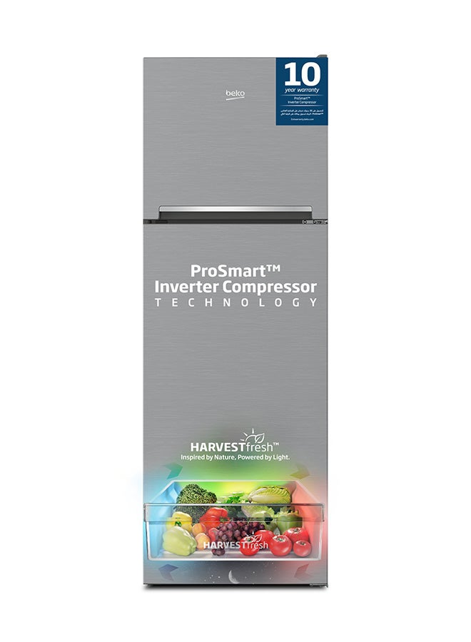 Beko Refrigerator 350 Liters Gross(314 Net) Capacity, Double Door, Top Mount, No Frost, Harvest Fresh Technology, NeoFrost Dual Cooling, Low Noise, 10 Years Warranty on ProSmart Inverter Compressor RDNE350K30XBN Brushed Silver  - Image 1