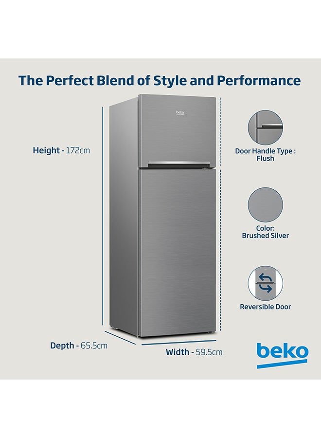 Beko Refrigerator 350 Liters Gross(314 Net) Capacity, Double Door, Top Mount, No Frost, Harvest Fresh Technology, NeoFrost Dual Cooling, Low Noise, 10 Years Warranty on ProSmart Inverter Compressor RDNE350K30XBN Brushed Silver  - Image 4