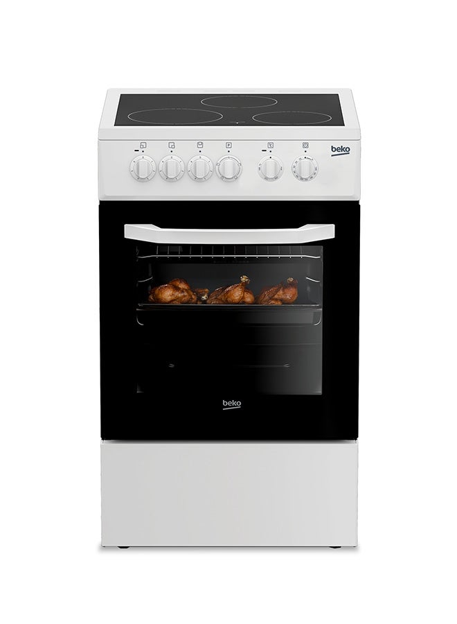 بيكو موقد كهربائي سيراميك قائم بذاته 50x50 سم، 3 مناطق طهي، فرن متعدد الوظائف 4 طهي، تصنيف طاقة A+، تنظيف بخاري، إضاءة هالوجين - Image 1