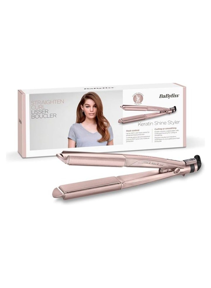 babyliss - Babyliss Keratine Shine 2in1 Hair Straightener -ST335AE-Pink PINK - Image 1