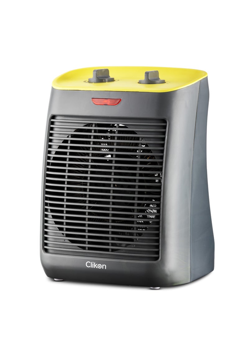 Clikon 2000W Powerful Fan Heater – Rapid Heat And Energy Efficient - 2000 W CK4241 Yellow Grey - Image 1
