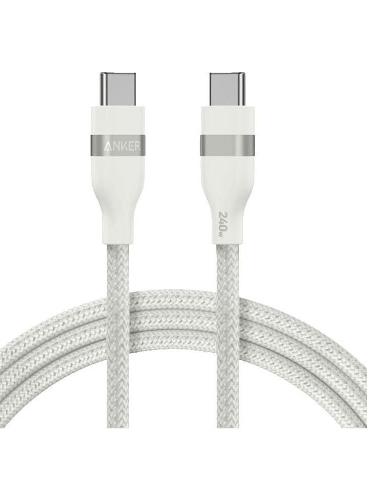 Anker Nano USB C Cable, 240W 6 ft Flexible Braided Cord, Fast Charging Type C Charger for iPhone 15/15 Pro/15 Plus/15 Pro Max, MacBook Pro, iPad Pro, Galaxy S23 And More White  - Image 2