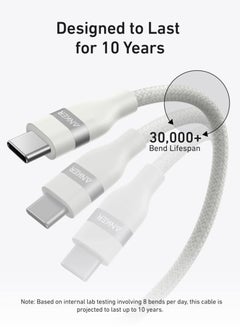 آنكر Nano USB C Cable, 240W 6 ft Flexible Braided Cord, Fast Charging Type C Charger for iPhone 15/15 Pro/15 Plus/15 Pro Max, MacBook Pro, iPad Pro, Galaxy S23 And More White  - Image 5