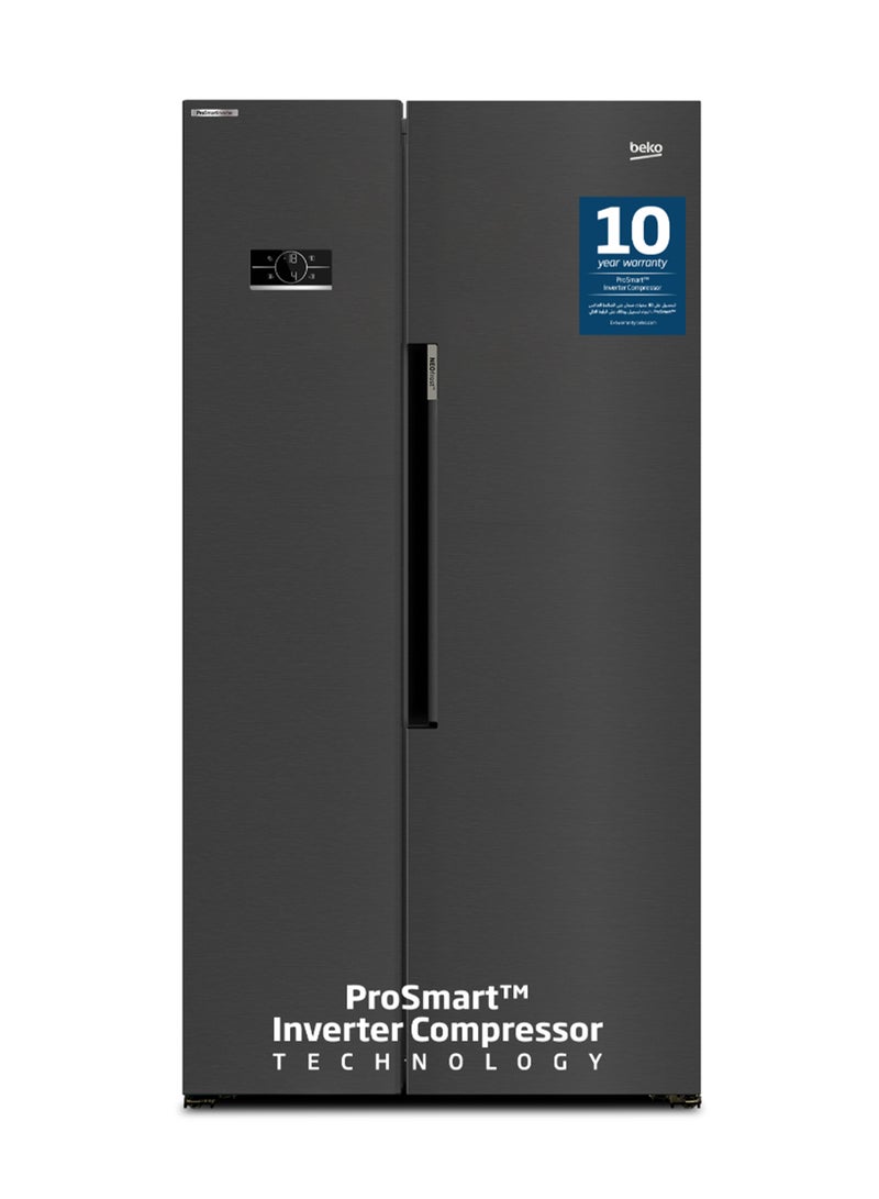 بيكو - Refrigerator 635 Liters Gross(558 Net) Capacity, Side by Side, No Frost, Harvest Fresh Technology, NeoFrost Dual Cooling, Low Noise, 10 Years Warranty on ProSmart Inverter Compressor GNE741PP Prepainted Dark Inox - Image 1