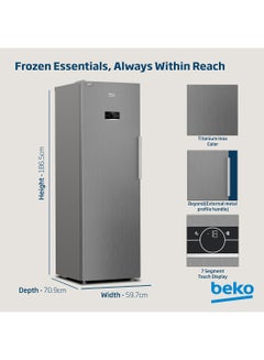 Beko Upright Freezer 313 Liters Gross(286 Net) Capacity, Single Door, No Frost, Low noise, Reversible Door, Smooth Fit, 10 Years Warranty on ProSmart Inverter Compressor RFNE360X Titanium Inox  - Image 4