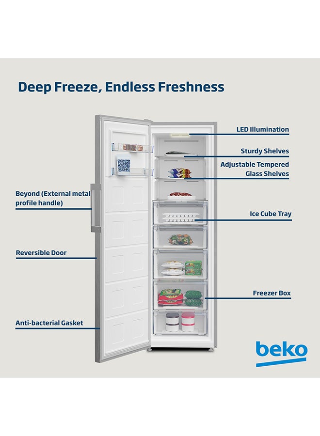 Beko Upright Freezer 313 Liters Gross(286 Net) Capacity, Single Door, No Frost, Low noise, Reversible Door, Smooth Fit, 10 Years Warranty on ProSmart Inverter Compressor RFNE360X Titanium Inox  - Image 3