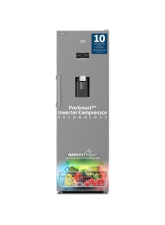 Beko Upright Refrigerator 447 Liters Gross(365 Net) Capacity, Single Door, No Frost, Harvest Fresh Technology, Low noise, Reversible Door, Smooth Fit, 10 Yeras Warranty on ProSmart Inverter Compressor RLNE500DX Titanium Inox  - Image 1