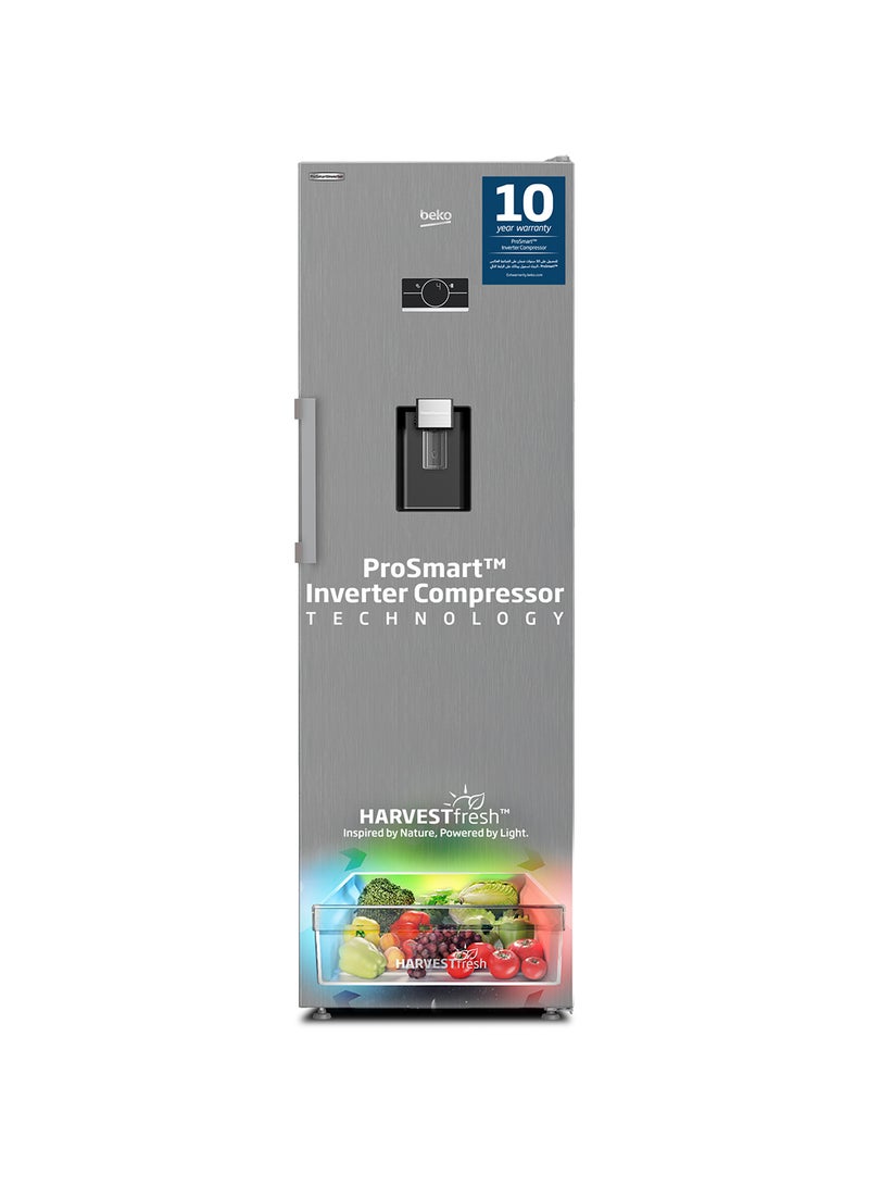 Beko - Upright Refrigerator 447 Liters Gross(365 Net) Capacity, Single Door, No Frost, Harvest Fresh Technology, Low noise, Reversible Door, Smooth Fit, 10 Yeras Warranty on ProSmart Inverter Compressor RLNE500DX Titanium Inox - Image 1