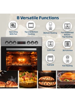 Beko 60x60cm Free Standing Combination Cooker(Gas Hob/Electric Oven), Full Safety, 4 High Efficiency Gas Burner(1 Wok), Cast Iron Pan support,  8 Cooking Multifunction Oven, Pizza Funtion, Conventional Fan Oven, 72 liters Oven Capacity, Steamshine cleaning Oven, Removable Door Glass for Cleaning FSM61330DXDSL Stainless Steel  - Image 4