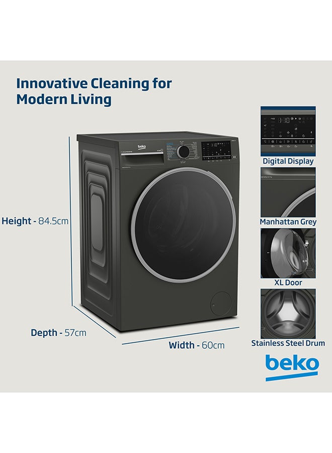 Beko 8/5 kg Washer/Dryer, 1400 RPM, 15 Programmes, Low Noise, Wash & Wear Programme, SteamCure Wash, Hygiene+ Wash & Dry, Quick wash 14/28 Minutes, 10 Years Warranty on ProSmart Inverter Motor WD8514M Manhattan Grey  - Image 4
