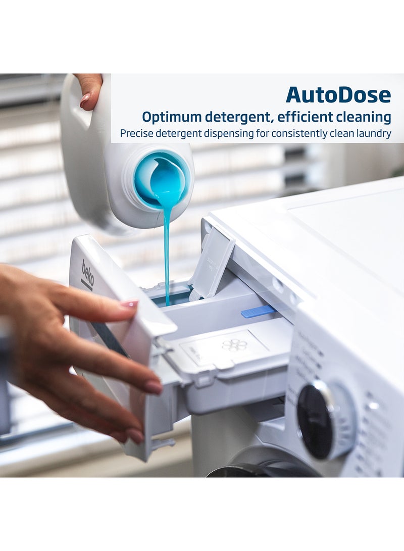 Beko - 10 kg Front Load Washing Machine, 1400 RPM, 15 Programmes, Low Noise, Quick wash 14/28 Minutes, AquaTech Technology, AutoDose, SteamTherapy, StainExpert, Digital Display, DrumClean Function, HomeWhiz, 10 Years Warranty on ProSmart Inverter Motor 10 kg WTE1014XW White - Image 1