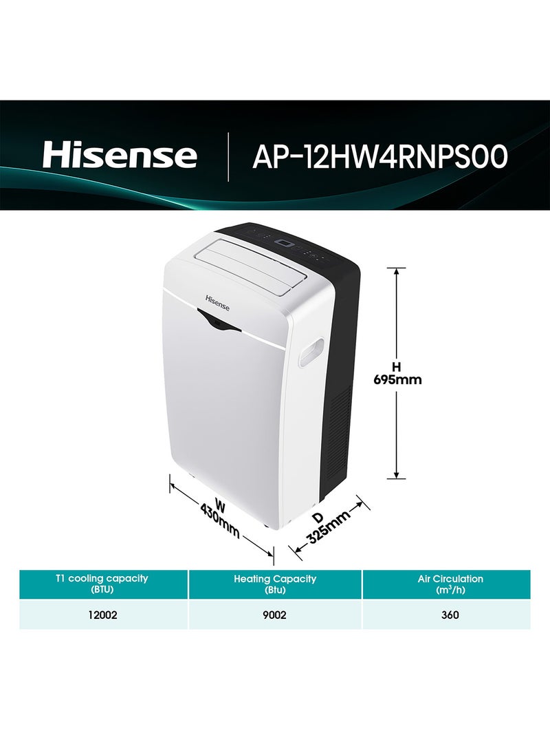 Hisense Portable Air Conditioner,12000 BTU,Rotary Compressor AP12HW4RNPS00 White/Black - Image 2