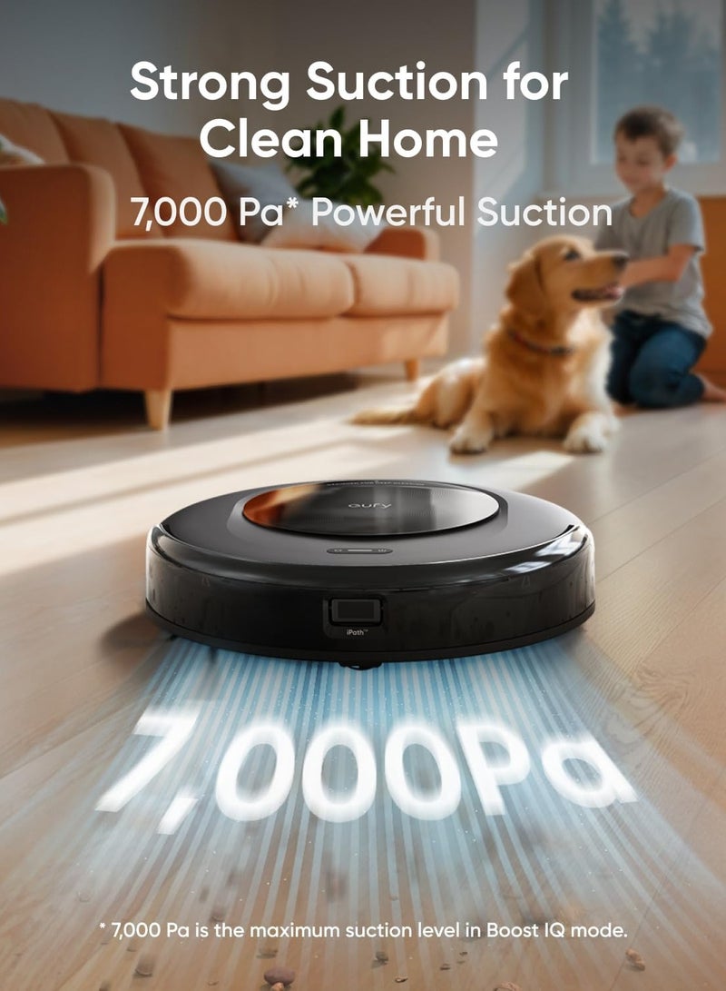 إيوفي - Robot Vacuum Omni C20 with All-in-One Station, Auto Emptying, Mop Washing and Drying for Hands-Free Cleaning, 7,000 Pa Powerful Suction, 3.35-Inch Ultra-Slim Body, Robot Vacuum and Mop Combo 30 W T2280V11 Black - Image 1