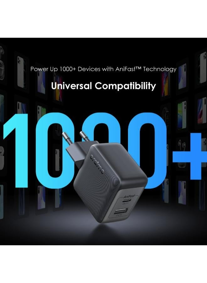 أورايمو - Oraimo PowerGan 33W fast Charger  Pro Dual Output OCW-7331E+C54 Compact Durable Design Fast Charging Free Cable 3A Type-C Black - Image 1
