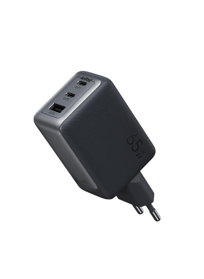 Oraimo - Oraimo PowerGan 65W Fast Charger Pro - Dual Output OCW-7652E+116CC, Laptop Fast Charging, Free Type-C Cable, Compatible with Samsung Galaxy S24/S23/S22 Series, iPhone 15/16 Series - 50.5 x 48.5 x 75.6cm Black - Image 1