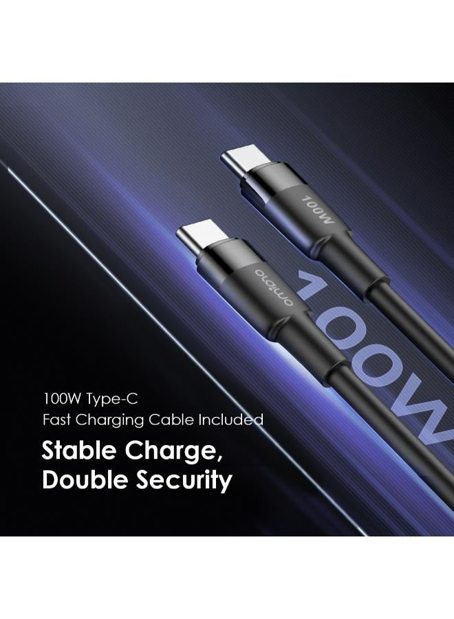 Oraimo - Oraimo PowerGan 65W Fast Charger Pro - Dual Output OCW-7652E+116CC, Laptop Fast Charging, Free Type-C Cable, Compatible with Samsung Galaxy S24/S23/S22 Series, iPhone 15/16 Series - 50.5 x 48.5 x 75.6cm Black - Image 1
