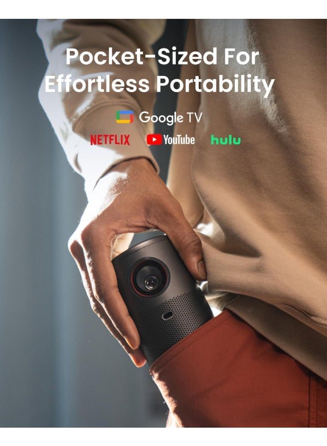 Nebula - NEBULA Capsule Air Google TV Projector, Officially Licensed Netflix, 720p Smart Mini Projector with Wi-Fi and Bluetooth, 2 Hours of Playtime, Dolby Digital, Ultra Portable for Any Space D4112211 Black - Image 1