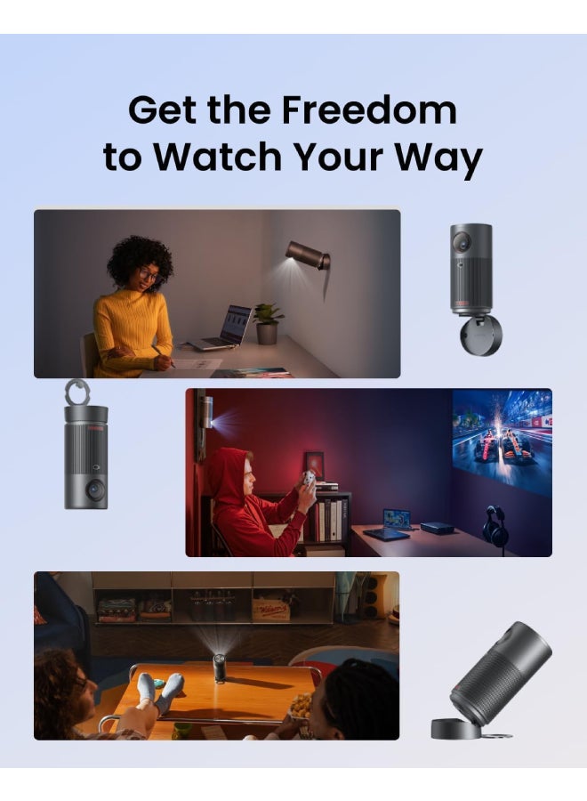 Nebula - NEBULA Capsule Air Google TV Projector, Officially Licensed Netflix, 720p Smart Mini Projector with Wi-Fi and Bluetooth, 2 Hours of Playtime, Dolby Digital, Ultra Portable for Any Space D4112211 Black - Image 1