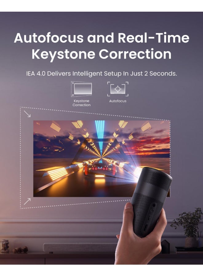 Nebula - NEBULA Capsule Air Google TV Projector, Officially Licensed Netflix, 720p Smart Mini Projector with Wi-Fi and Bluetooth, 2 Hours of Playtime, Dolby Digital, Ultra Portable for Any Space D4112211 Black - Image 1