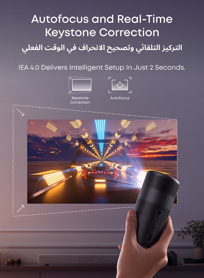 NEBULA Capsule Air Google TV Projector, Officially Licensed Netflix, 720p Smart Mini Projector with Wi-Fi and Bluetooth, 2 Hours of Playtime, Dolby Digital, Ultra Portable for Any Space D4112211 Black