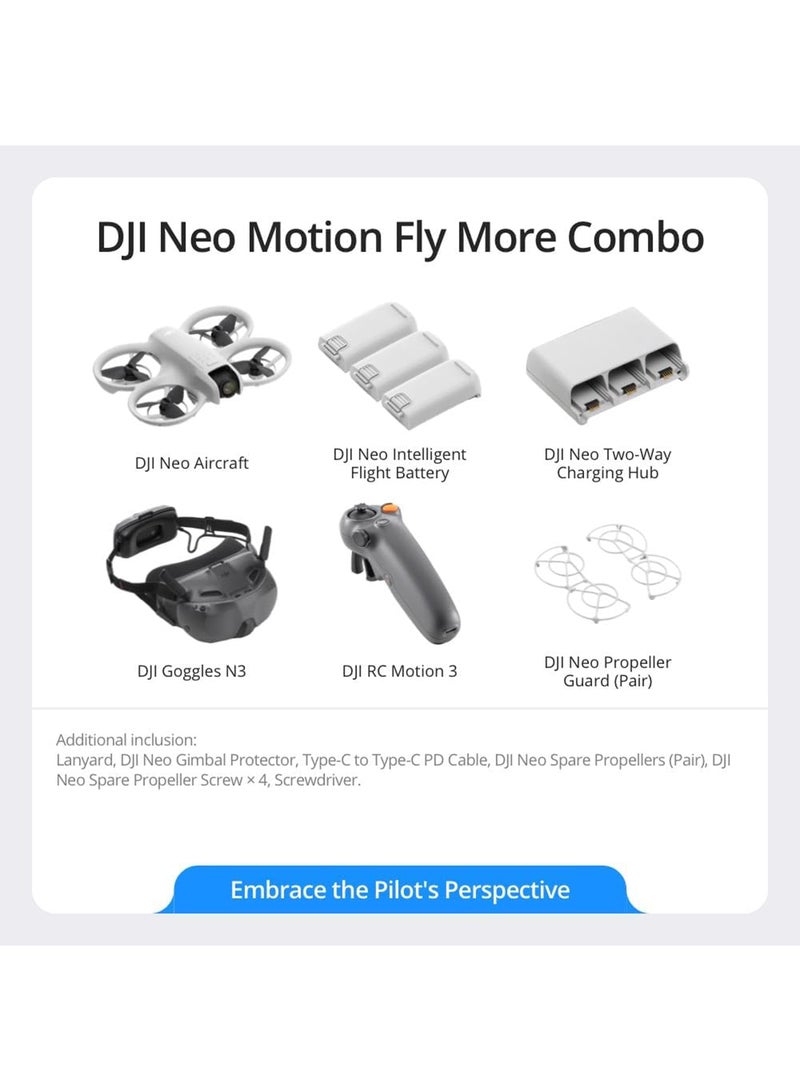 dji - Neo Motion Fly More Combo, Mini Drone with 4K UHD Camera for Adults, 135g Self Flying Drone with RC Motion 3 and 3 Batteries - Image 1