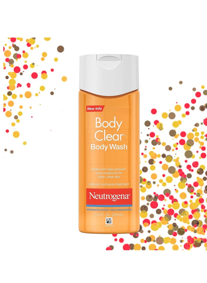 Neutrogena Body Clear Acne Body Wash with Glycerin & 2% Salicylic Acid Acne Medication, Oil-Free Acne Wash for Breakouts on Back, Chest & Shoulders, Non-Comedogenic, 8.5 fl. oz, Pack of 3Fluid Ounce - Image 3