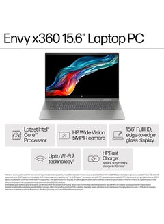 إتش بي Renewed - Envy X360 2 in 1 Laptop With 15.6-Inch FHD Touch Screen Display,Intel Core i7/10-Core/13th Gen/16GB RAM/512GB SSD/Intel Iris Xe Graphics/Windows 11 English/Arabic Silver  - Image 2