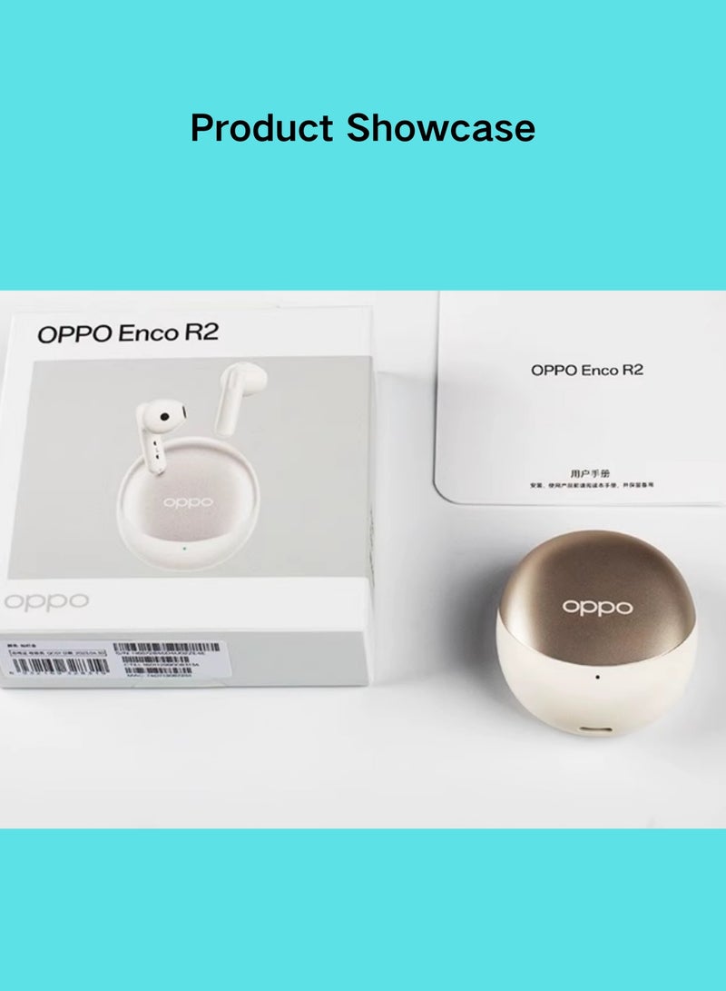OPPO - Enco R2 Earphones, featuring Hi-Fi Sound, Extended 25-Hour Playtime, and IP54 Water & Sweat Resistance Gold - Image 1